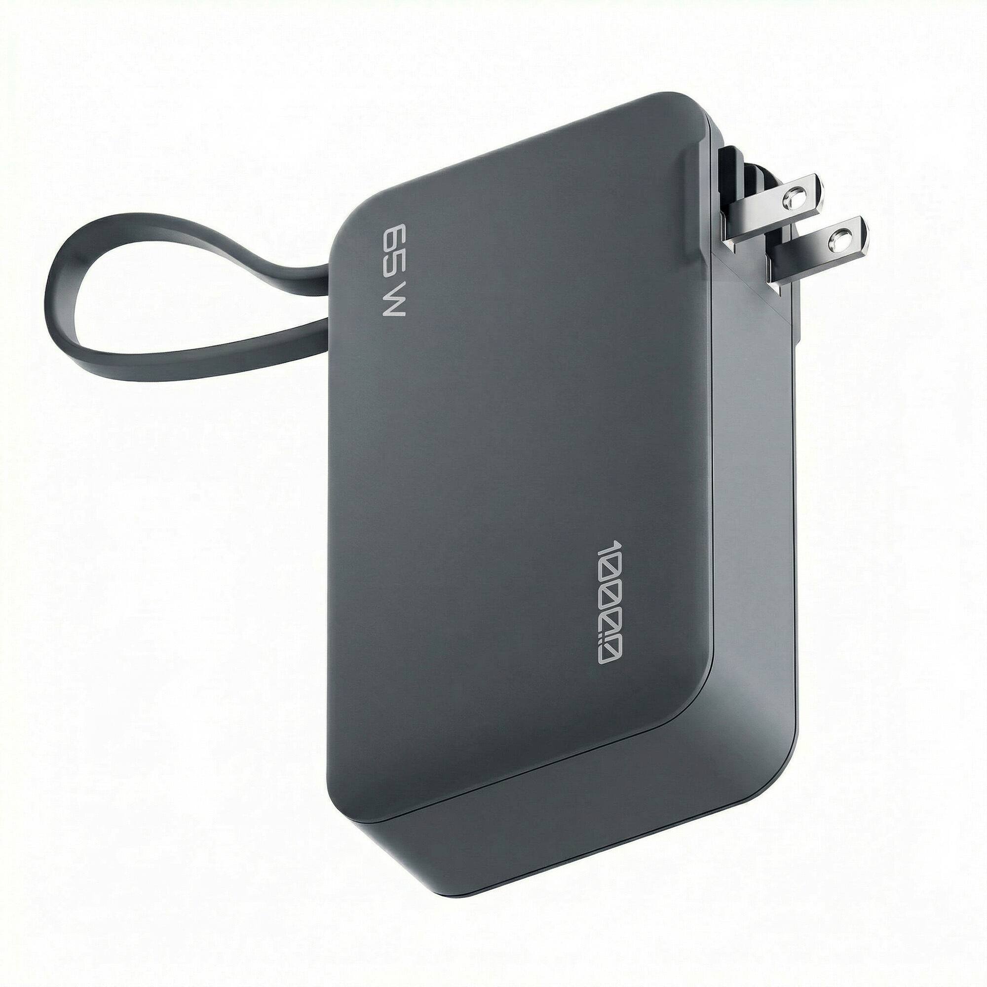 Angle. ReelCharge - ReelCharge 10,000 mAh 65W Power Bank Flex (Cool Gray).