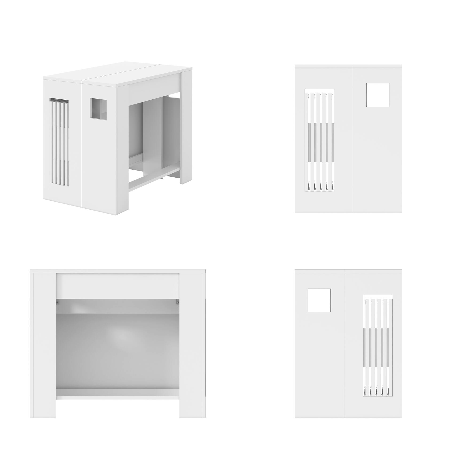Alt View 9. Famapy - Extendable Dining Table 120" Long, White Folding Sideboard for Small Spaces, Large Expandable Desk 10-12 People - White.