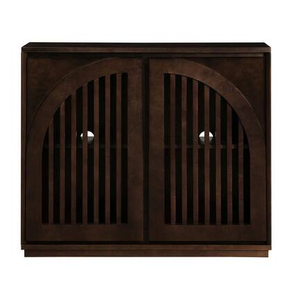 Front. Kadyn - Mid-Century Modern V-Shape Narrow Storage Cabinet and Sideboard - Black - Black.