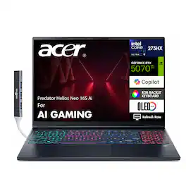 Acer - Predator Helios Neo 16S AI Laptop 16.0 WQXGA (Intel Ultra 9- 275HX, 32GB DDR5, Win 11 Pro) w/USB Hub - Obsidian Black