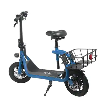 Front. Stock Preferred - 450W Foldable Electric Bike for Adults with Basket Blue - Blue.