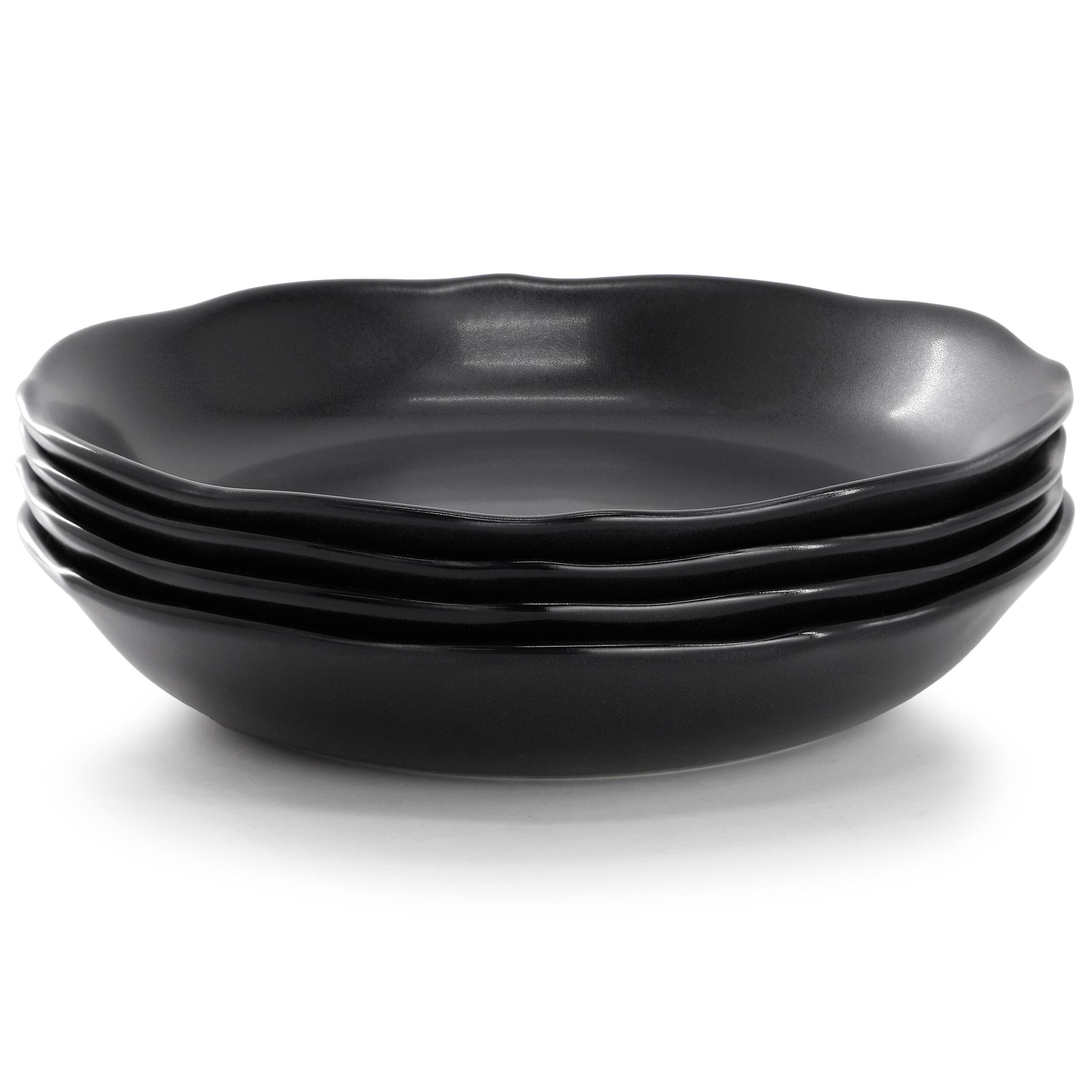 Alt View 1. Sur La Table - Sur La Table 4 Piece 9.3 Inch Soft Scalloped Stoneware Dinner Bowls in Black - Black.