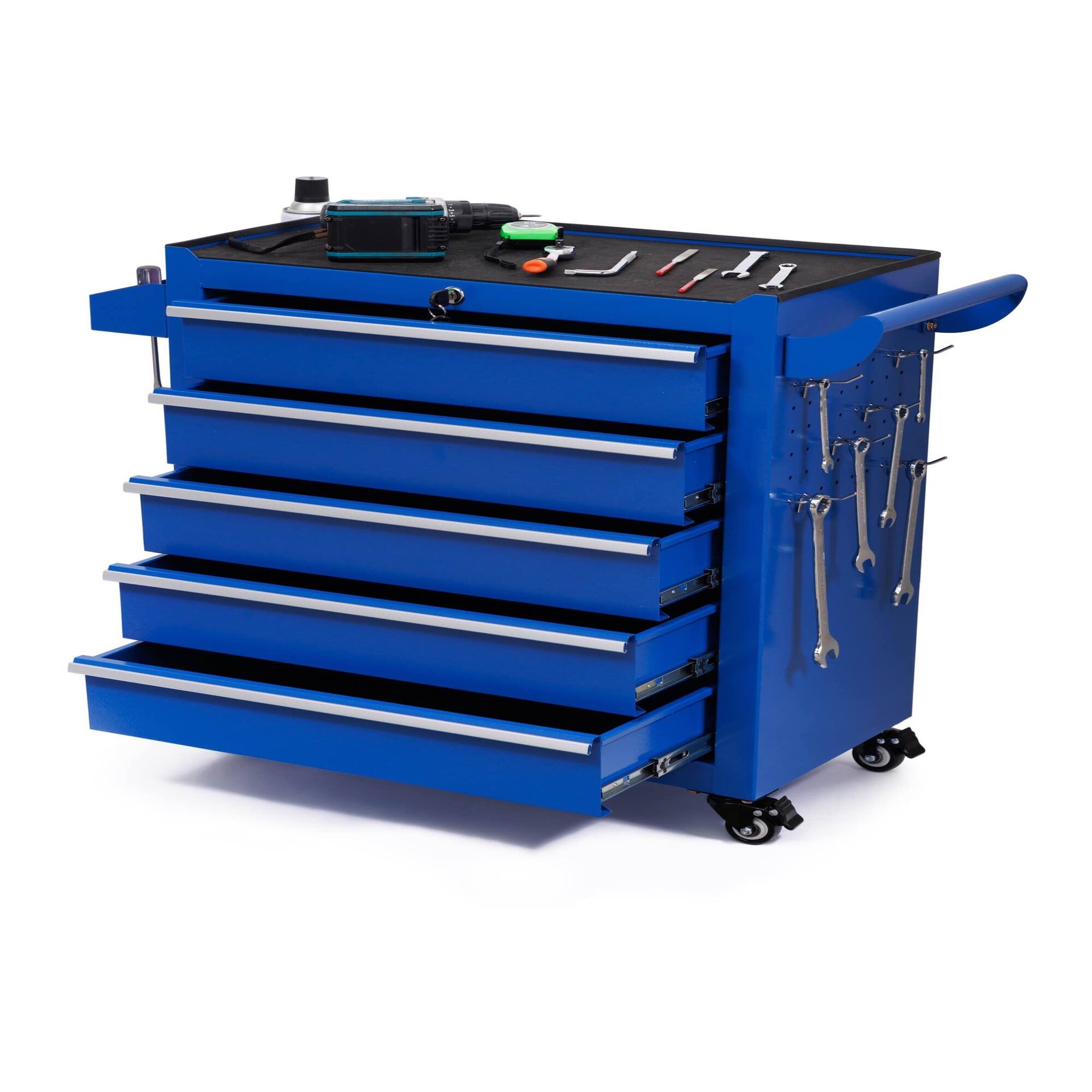 Angle. Boyel Living - 5-Drawer Folding Tool Storage Cabinet - Blue.
