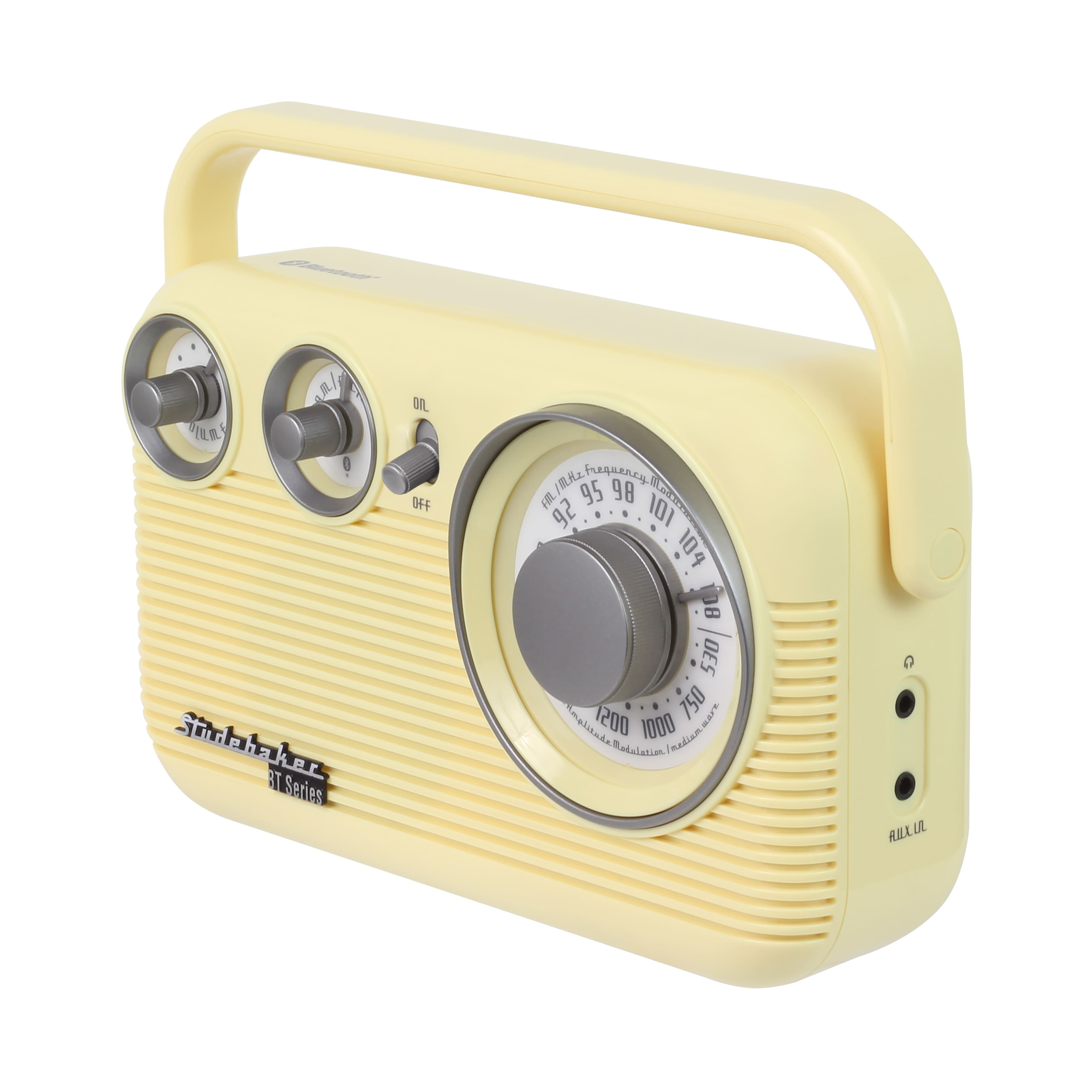 A yellow Stander Radio with a dial that reads 1000.