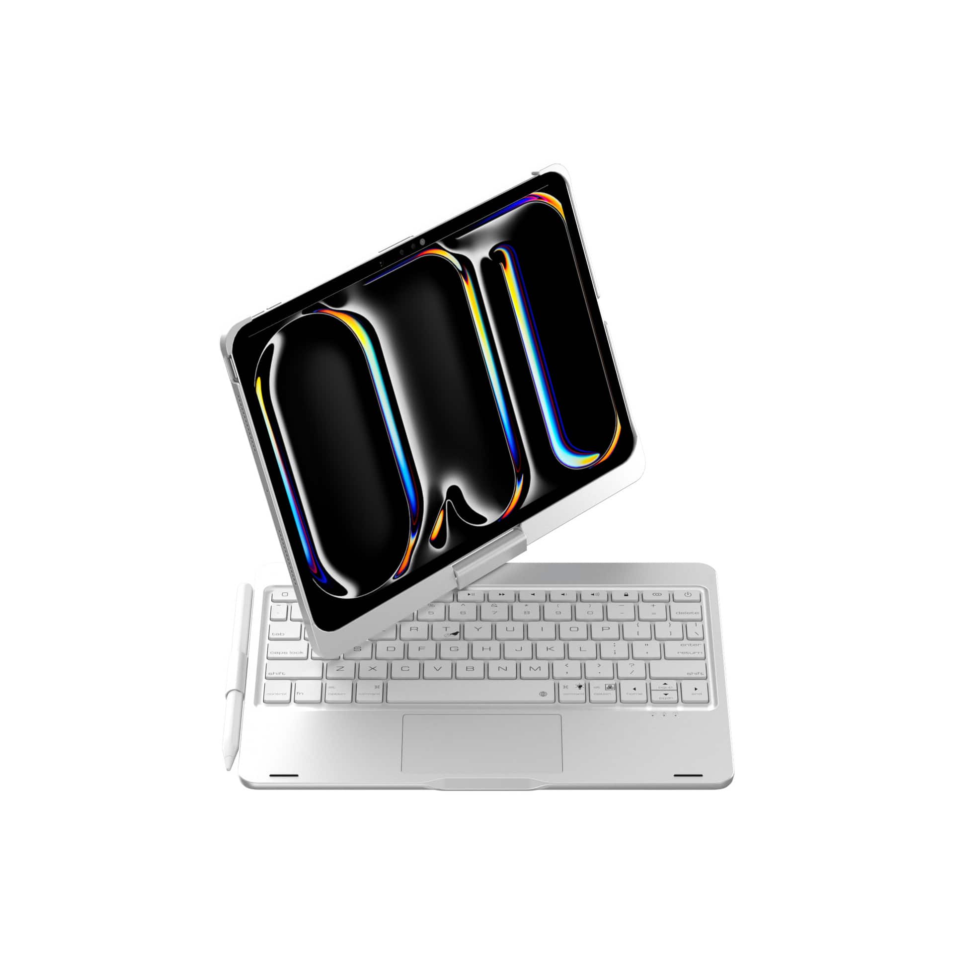 Cluzine - 360° Rotating Magic Keyboard with Touchpad Bluetooth RGB Backlit Slim for iPad 2022/21/20/2018 Air 5/4 10.9/11 Inch - Silver