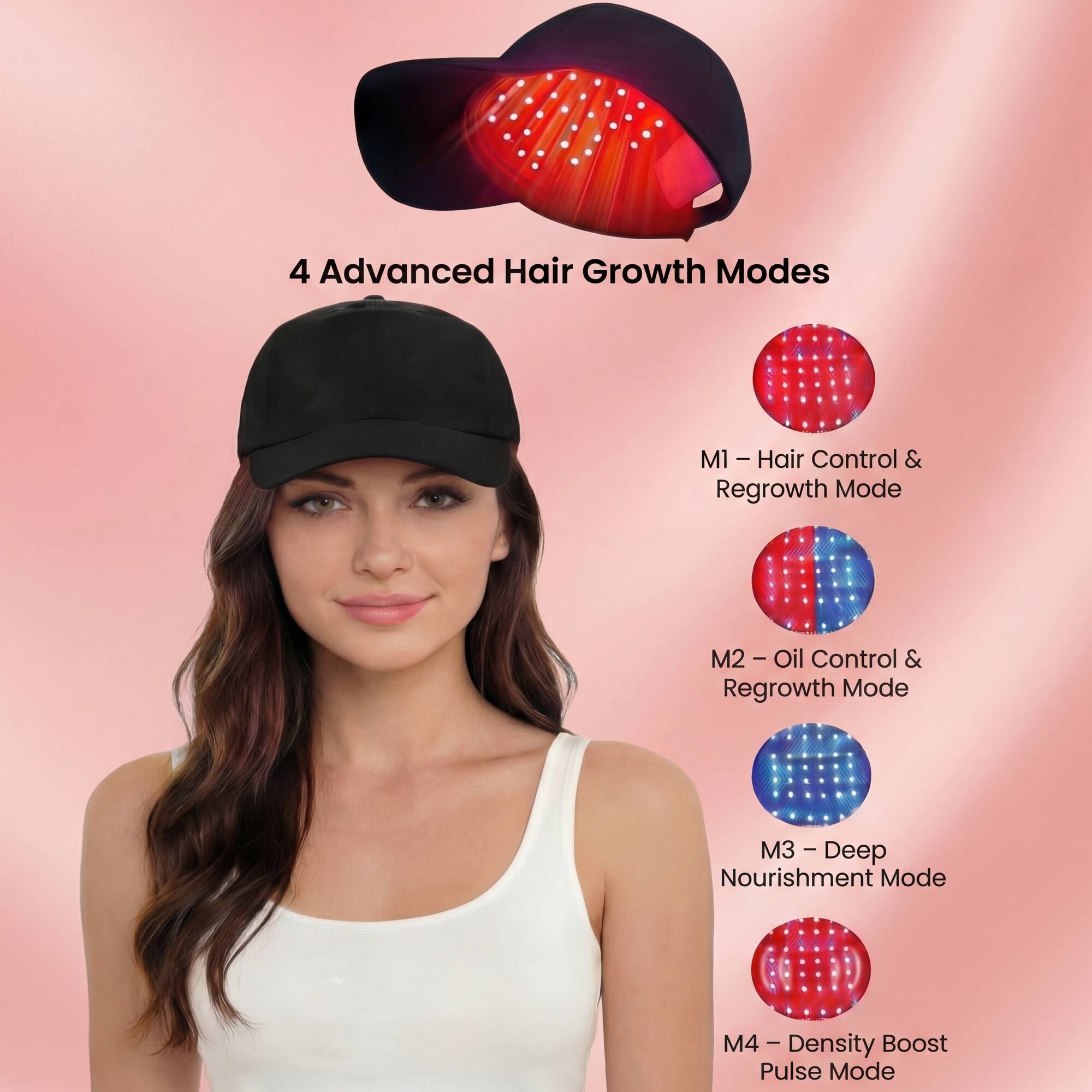 4 Advanced Hair Growth Modes

M1 - Hair Control & Regrowth Mode  
M2 - Oil Control & Regrowth Mode  
M3 - Deep Nourishment Mode  
M4 - Density Boost Pulse Mode
