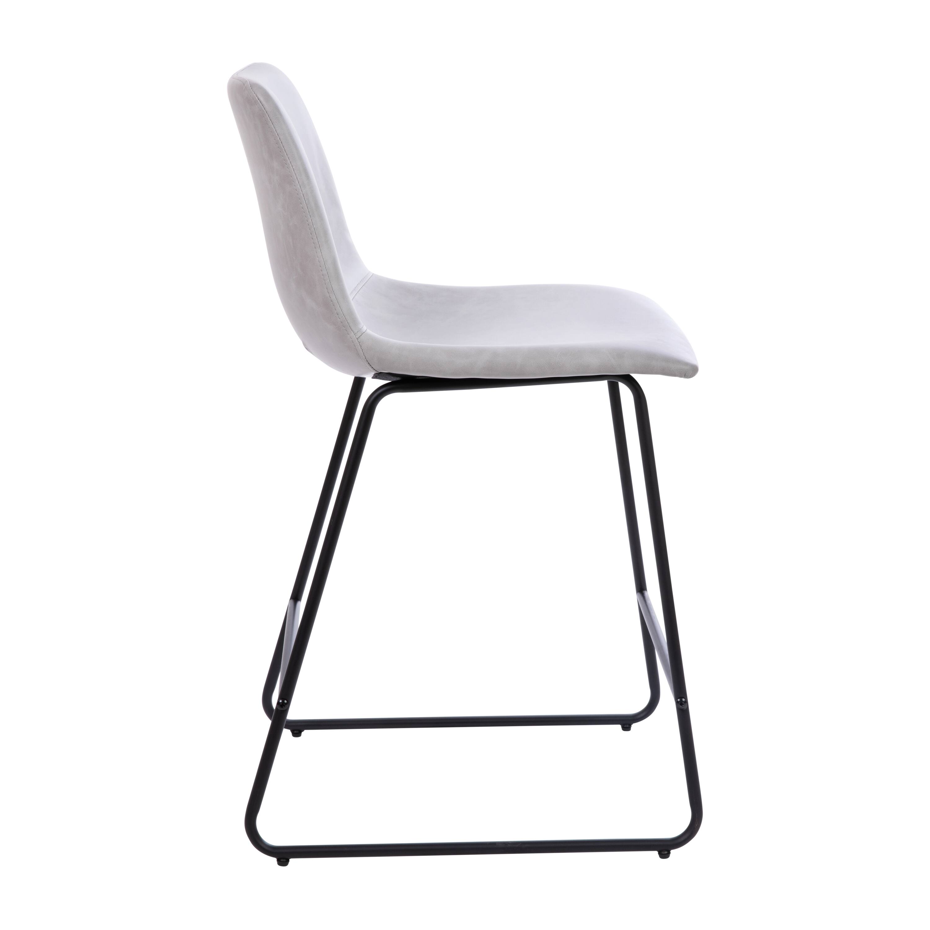Alt View 7. Emma + Oliver - Set of 2 Kitchen Counter Height Stool - 24 Inch LeatherSoft Barstool - Light Gray.