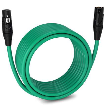 Front. Lyxpro - 30 ft Balanced XLR Cable, Male to Female, 3 Pin Microphone Cable - Green.