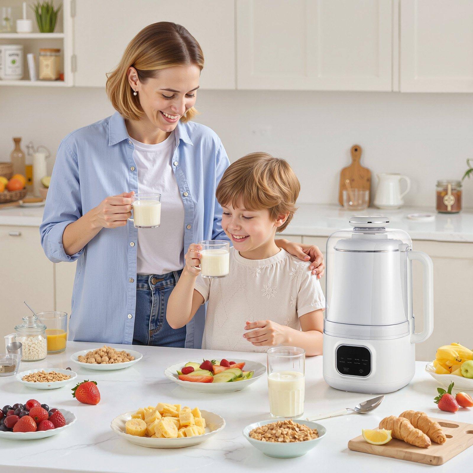 Alt View 1. Glintex - 8-in-1 Nut Milk Maker, 34oz Soy Milk Machine 200W, Self-Cleaning, Boil Water, 12H Delay, Oat & Plant Milk Maker - White.