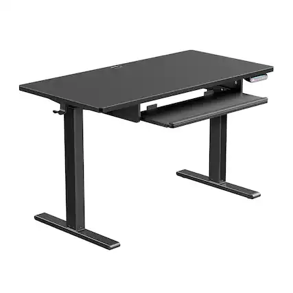 Front. HUANUO - Adjustable Standing Desk with Keyboard Tray - 48″ x 24″ - Black.