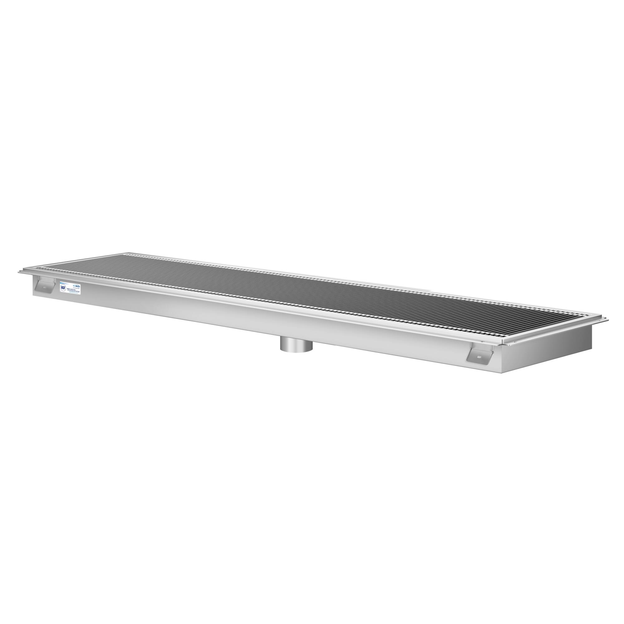 Front. Koolmore - 18" x 72" Stainless Steel Floor Trough Drain, 14-Gauge with Subway-Style Grating & Removable Drain Basket, NSF Listed - Stainless-Steel.