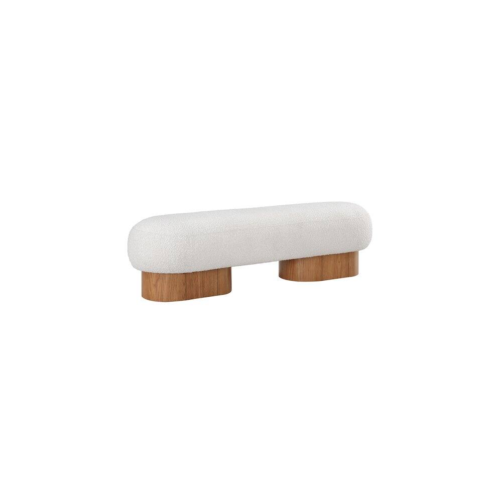 Alt View 2. Meridian Furniture - Robertson Cream Boucle Fabric Bench - Beige.