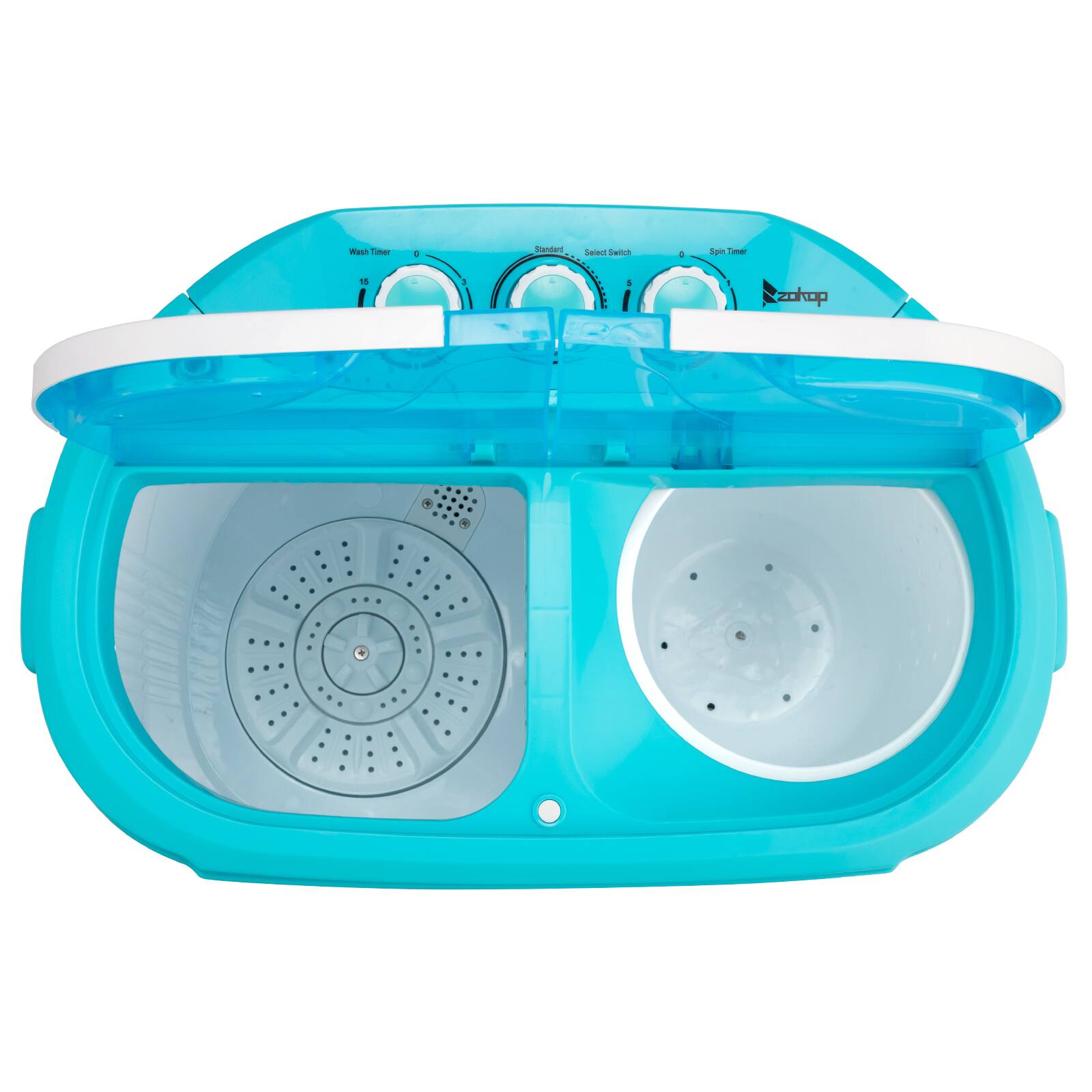 The text on the image reads:

- "Wash Timer"
- "Start"
- "Switch Switch"
- "Spin Timer"
- "zohop"