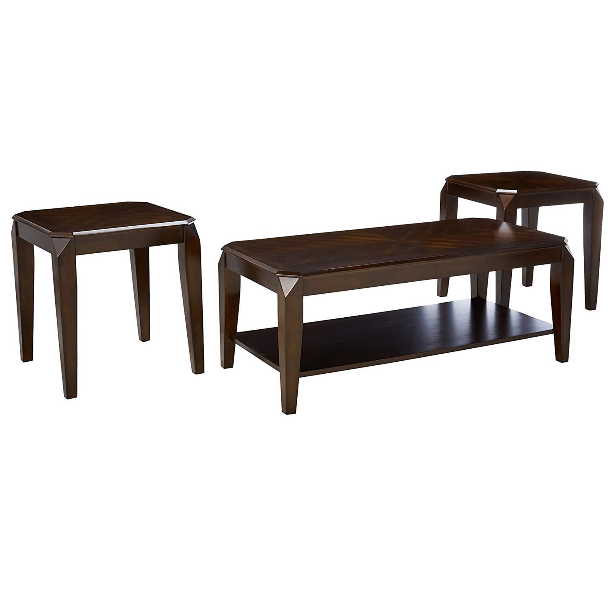 Photos - Coffee Table MANHATTAN Lane - Docila 3Pc Pack Coffee/End Table Set - Walnut Brown BM154542 