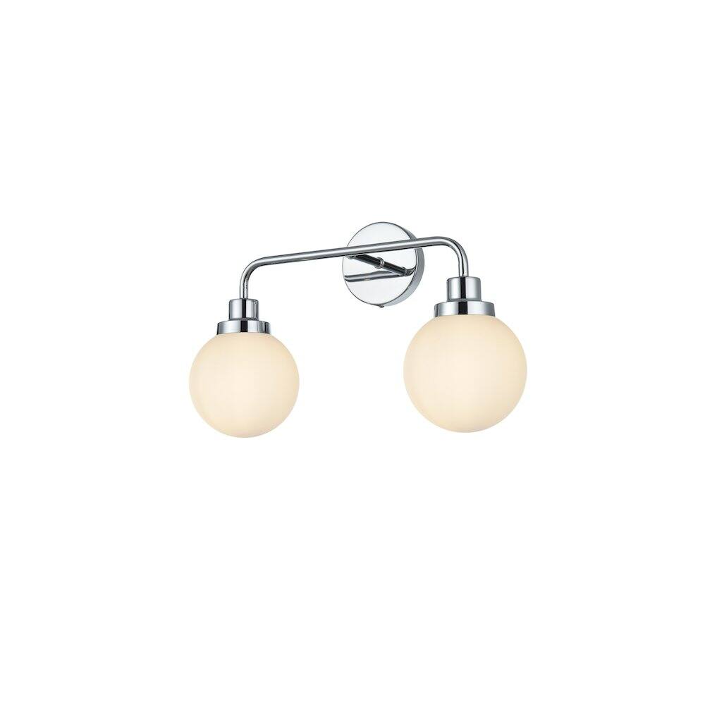 Left. Living District - Hanson 19 inch Wall Sconce in Chrome - Chrome And Opal White.