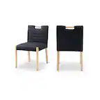 Front. Meridian Furniture - Aimee Black Vegan Leather Dining Side Chair, Set of 2 - Black.
