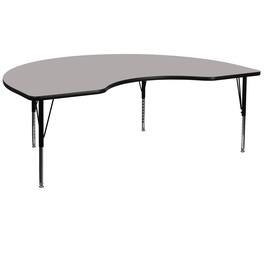 Flash Furniture - Wren 48''W x 72''L Kidney Grey HP Laminate Activity Table - Height Adjustable Short Legs - Gray