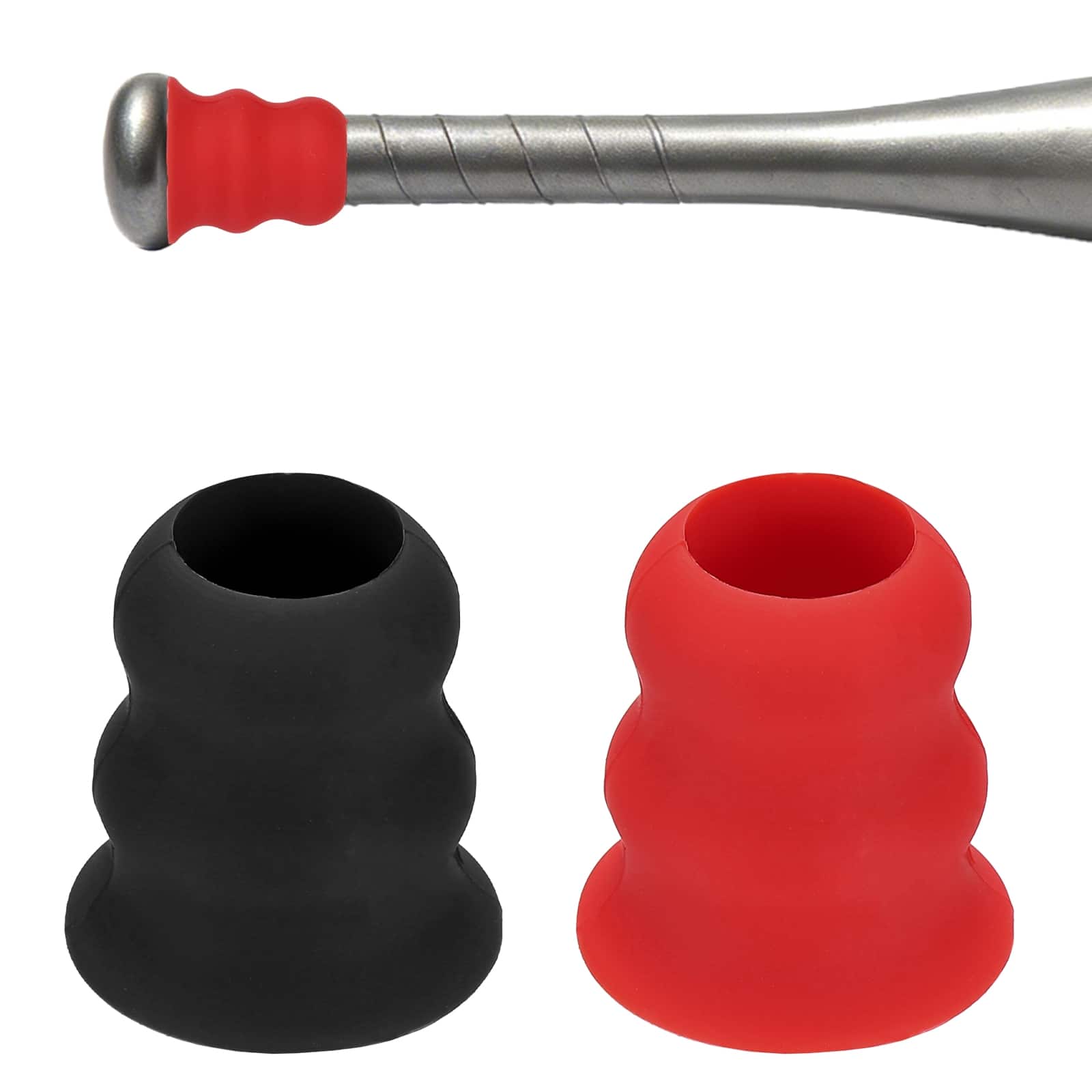 Unique Bargains - Bat Taper, Knob Taper Silicone Non-slip Ergonomic Grip, Easy Installation 2pcs - Fits Most Softball/Baseball Bats - Red / Black price history on PriceWatchPro