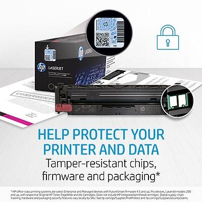 HELP PROTECT YOUR PRINTER AND DATA

Tamper-resistant chips, firmware and packaging*

HP Office-class printing systems are select Enterprise and Managed devices with FutureSmart firmware 4.5 and up. Pro devices. LaserJet models 200, 400, 500, 600, 700, and PageWide models with Original HP Toner and Ink Cartridges. Does not include HP integrated Digital and packaging security features. Security features vary by SKU. See hp.com/go/SecurityFeatures and hp.com/go/SecurityFeatures/Threats and hp.com/go/SecurityFeatures/Threats.

*HP Office-class printing systems are select Enterprise and Managed devices with FutureSmart firmware 4.5 and up. Pro devices. LaserJet models 200, 400, 500, 600, 700, and PageWide models with Original HP Toner and Ink Cartridges. Does not include HP integrated Digital and packaging security features. Security features vary by SKU. See hp.com/go/SecurityFeatures and hp.com/go/SecurityFeatures/Threats and hp.com/go/SecurityFeatures/Threats.