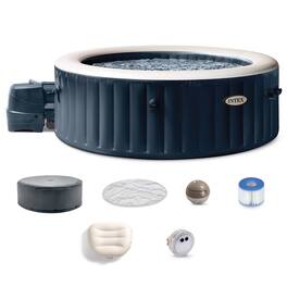 Intex - 28429EP PureSpa Plus 4 Person Inflatable Hot Tub Bubble Jet Spa, 77" x 28" - Cobalt
