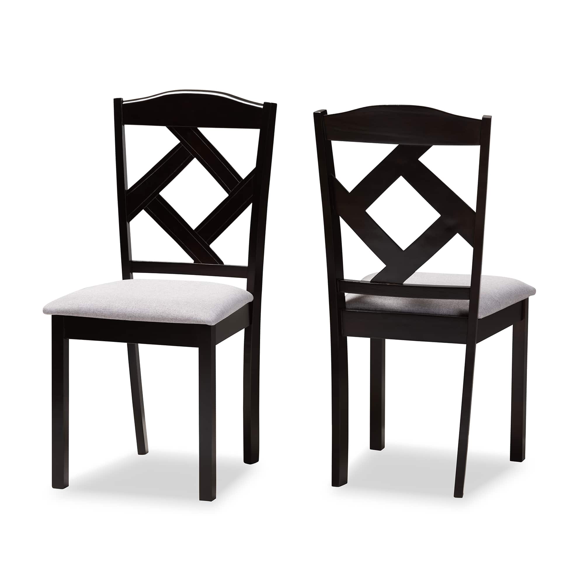 Baxton Studio - Set of 2 Ruth Modern and Contemporary Fabric Upholstered and Espresso Finished Dining Chairs - Grey/Espresso Brown