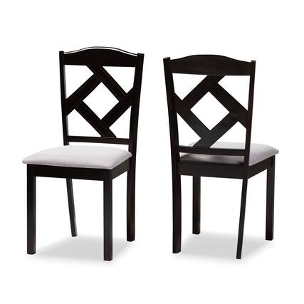 Front. Baxton Studio - Set of 2 Ruth Modern and Contemporary Fabric Upholstered and Espresso Finished Dining Chairs - Grey/Espresso Brown.