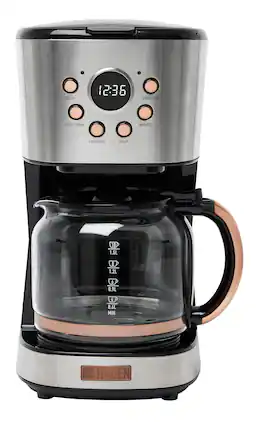 Haden - 12-Cup Programmable Coffee Maker with Strength Control and Timer - Steel/Copper