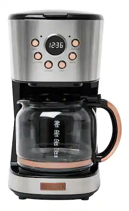Front. Haden - 12-Cup Programmable Coffee Maker with Strength Control and Timer - Steel and Copper.