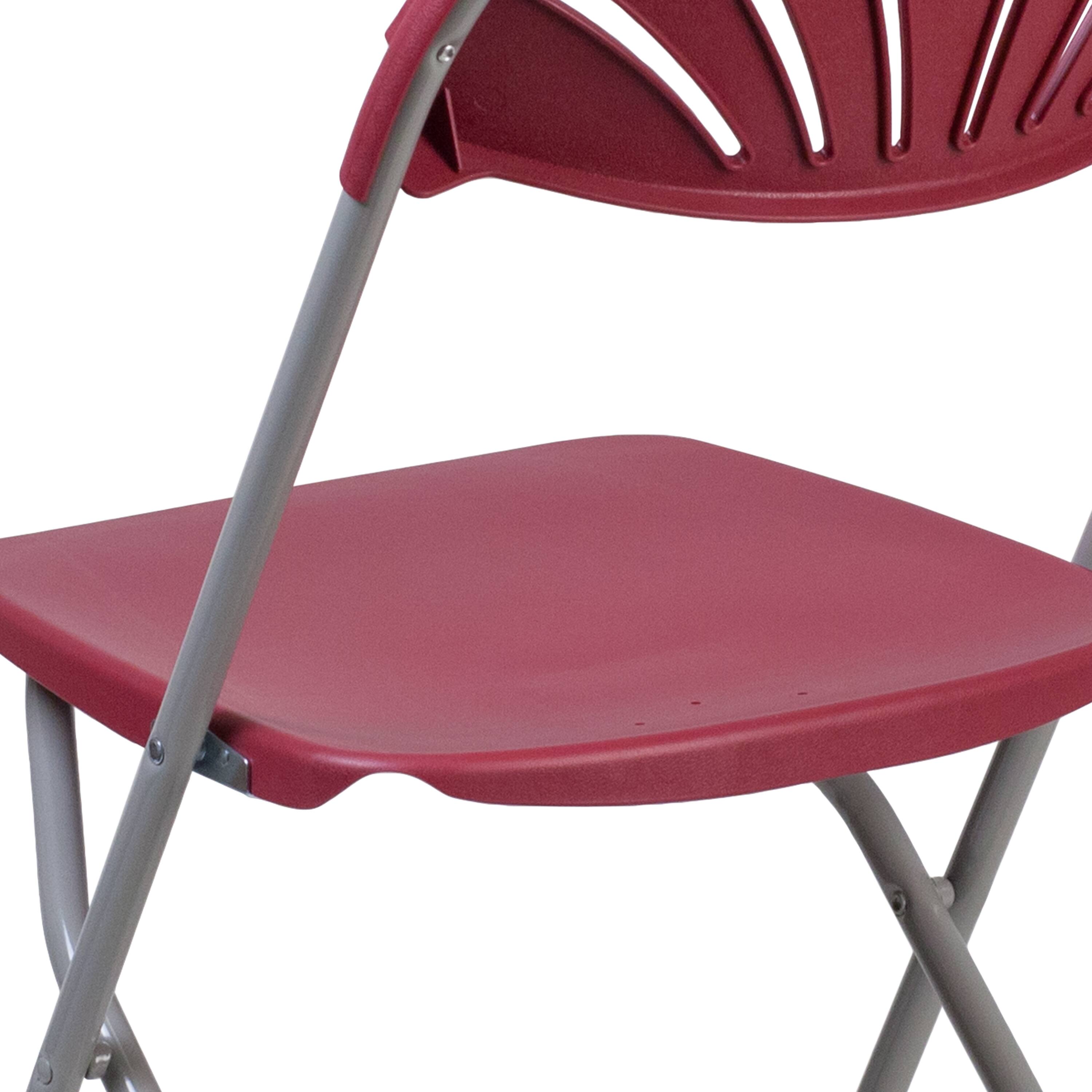 Alt View 9. Emma + Oliver - 8 Pack Wedding/Event Stackable Fan Back Plastic Folding Chair - Burgundy.