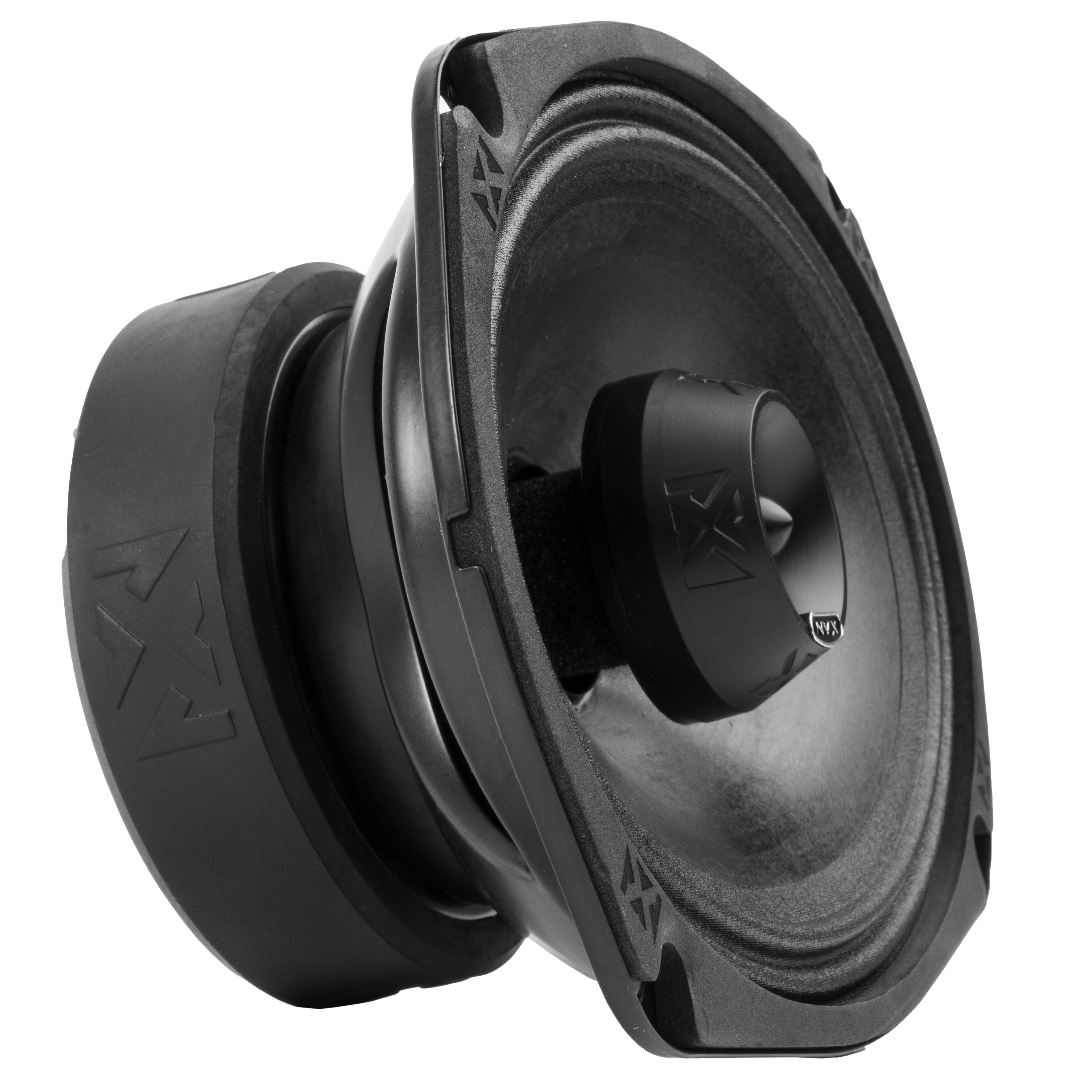 Back. NVX - VPRO69 (Sold Individually) 275W RMS 6x9in V-Series Pro 2-Way Water Resistant Coaxial Loudspeaker with Bullet Tweeter.