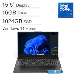 Lenovo - V15 Gen 5 Laptop - 15.6" FHD - Intel Core 7 with 16GB Memory - 1TB SSD - Windows 11 Home - Black