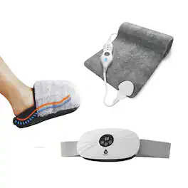 Ultra Plush Heated Foot Warmer, Pursonic Stomach & Back Massager, and XL Microplush Heating Pad