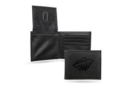 Rico Industries - Minnesota Wild NHL Laser Engraved Black Billfold Wallet - Multi