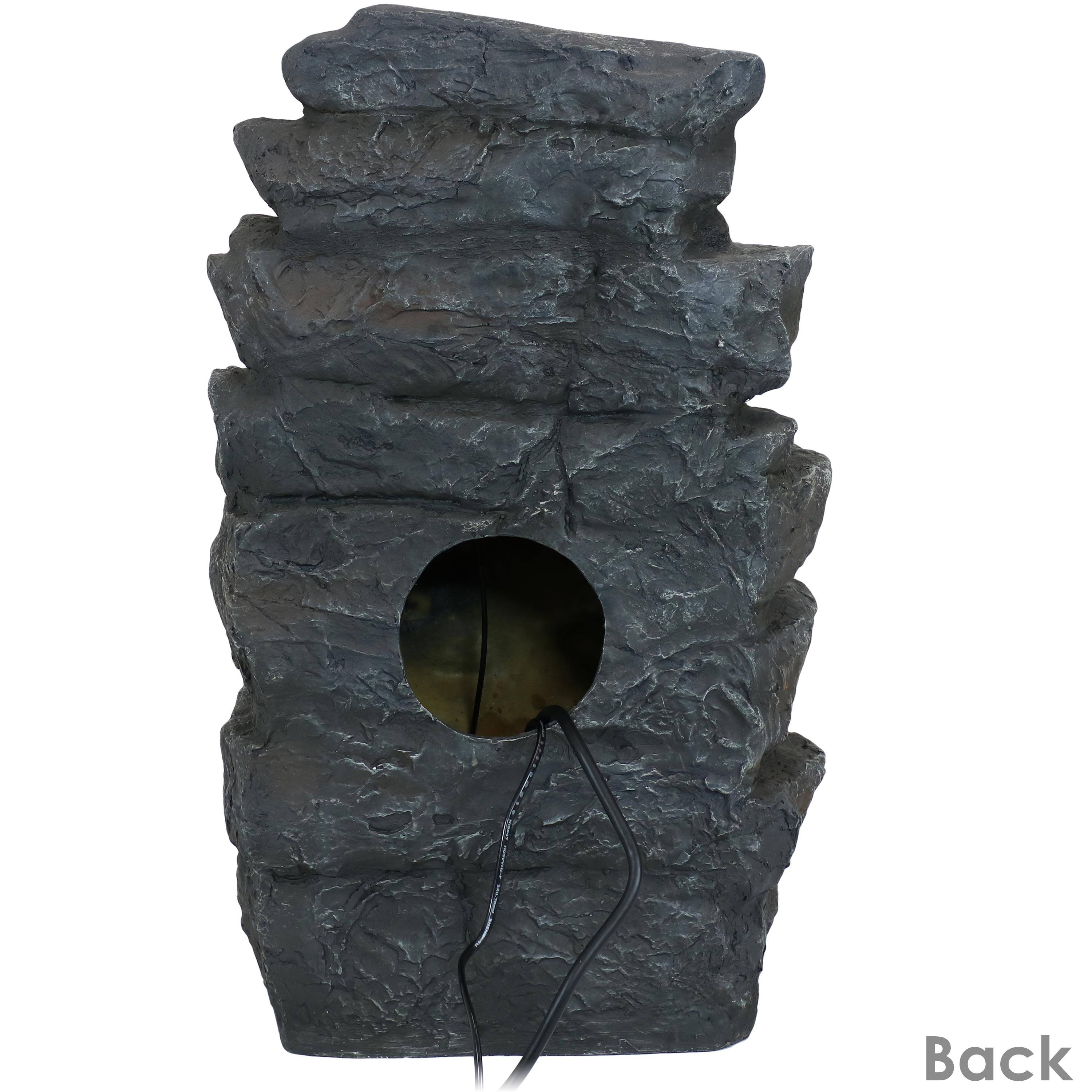 Alt View 8. Sunnydaze - Polyresin Grotto Falls Water Fountain with LED Lights - 24 in - Grey.