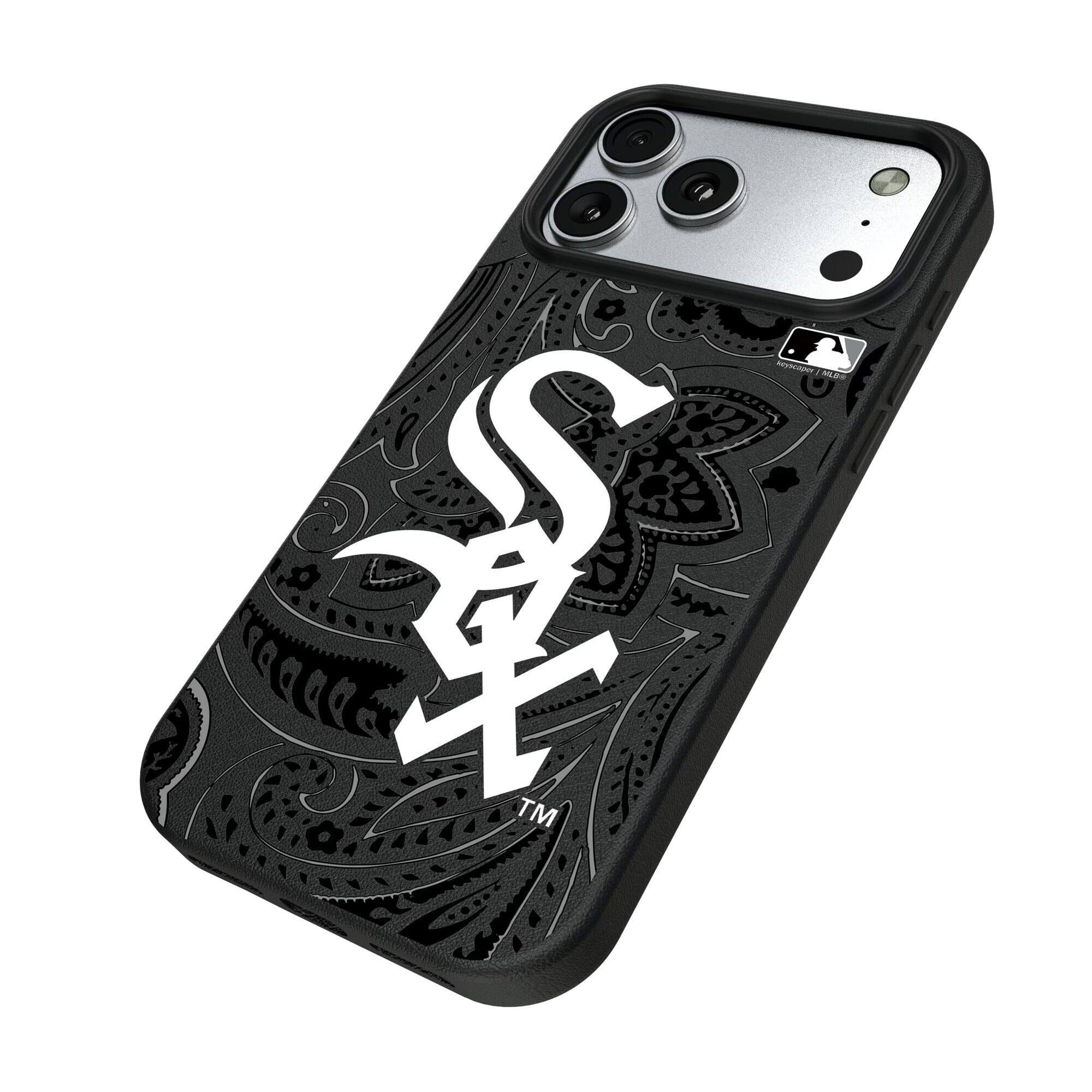 Alt View 1. Keyscaper - Chicago White Sox Paisley iPhone Magnetic Bump Case - 16 Plus - Black.