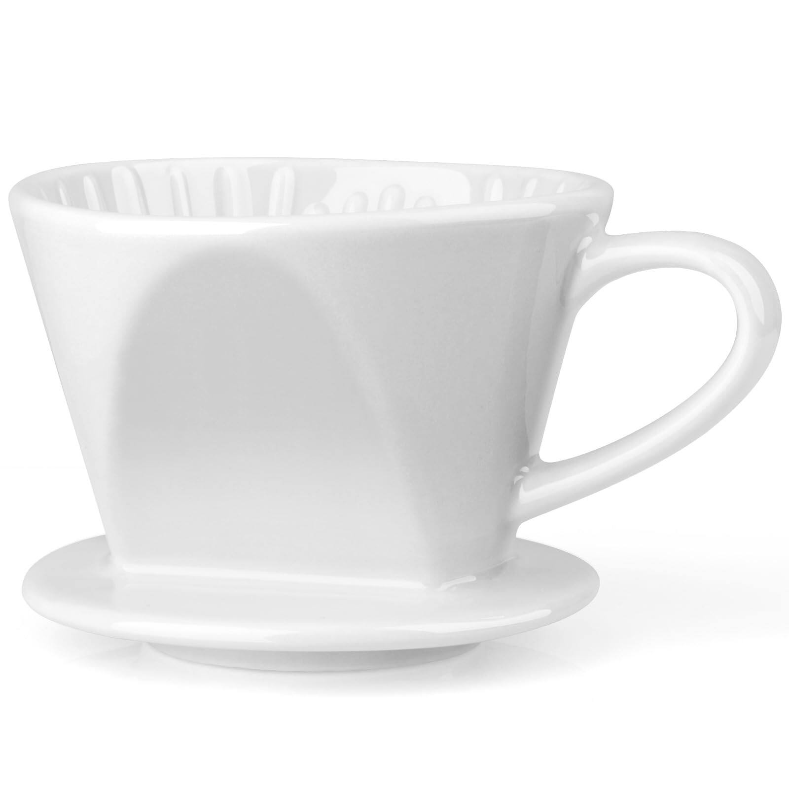 Front. Dapper Styles - Pour Over Coffee Maker Ceramic Dripper Manual Brew Kitchen Decor And Accessories Single Cup Porcelain Slow ... - White.