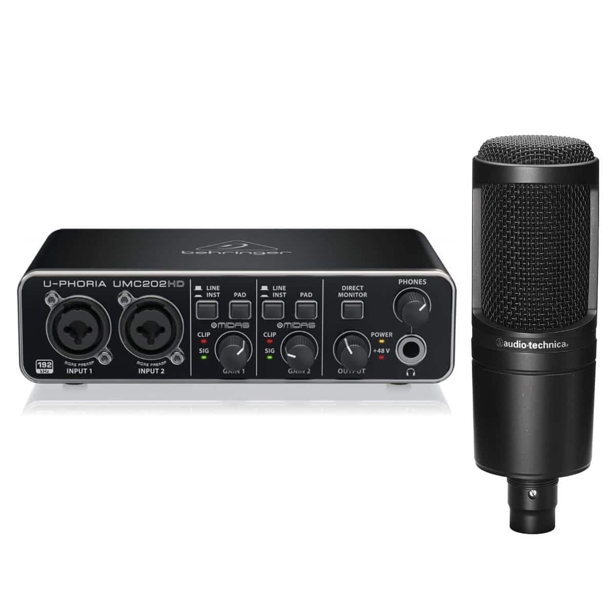 Behringer - U-PHORIA UMC202HD USB Audio Interface, Bundle with Audio-Technica AT2020 Cardioid Condenser Microphone price history on PriceWatchPro