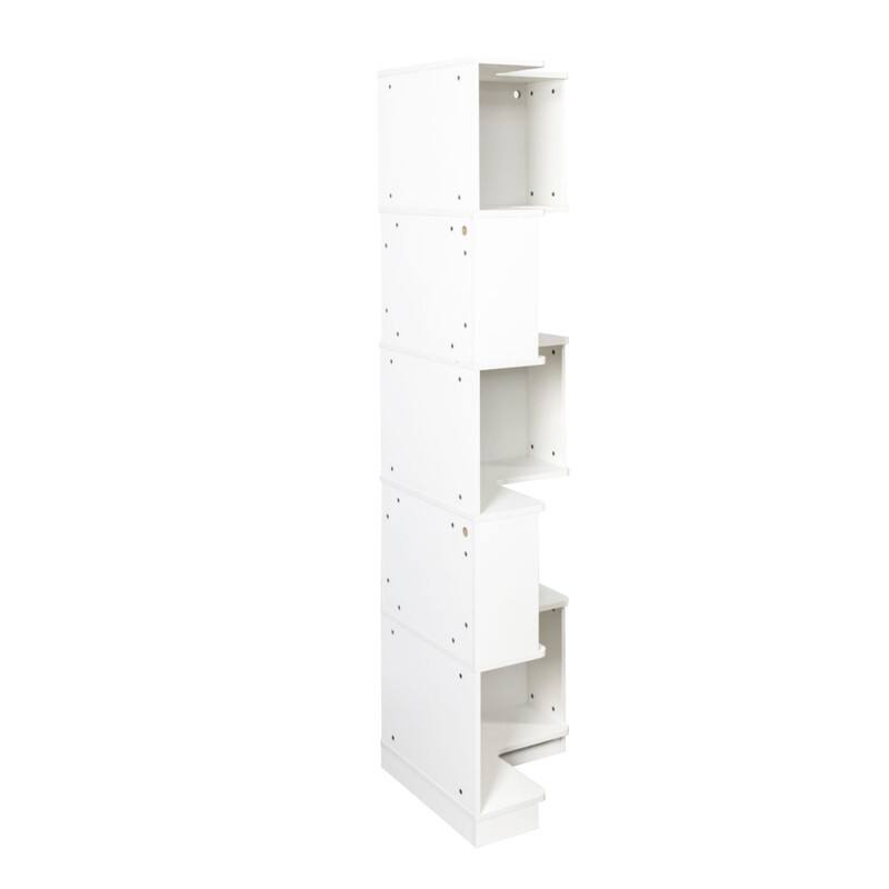 Alt View 3. HTUTWOO - 5-Tier L-Shaped Corner Bookshelf with LED Lights & Anti-Fall Baffles, Space-Saving for Living Room Bedroom Home Office - White.