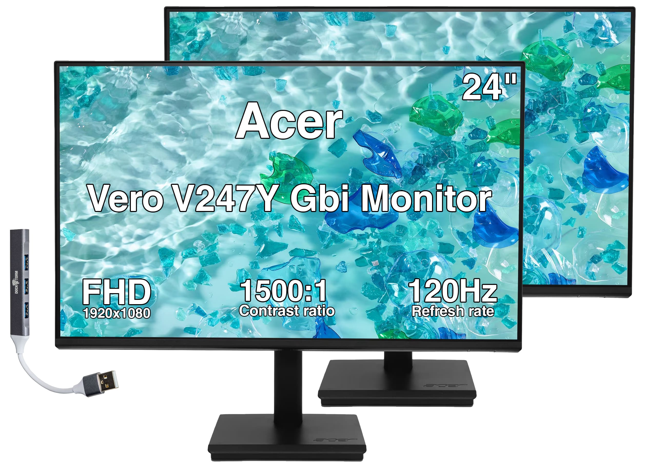 "Acer - Vero V247Y Gbi 24"" FHD IPS Monitor, 4ms Response Time, Built-in Speaker & DKZ Hub (UM.QV7AA.G07) 2Pack w/HDMI cable - Black" price history on PriceWatchPro