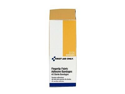 G126 BANDAGES  
FIRST AID ONLY.  

Fingertip Fabric Adhesive Bandages  
40 Sterile Bandages  

Vendas adesivas de lona para yemas de dedos  
40 vendas estériles