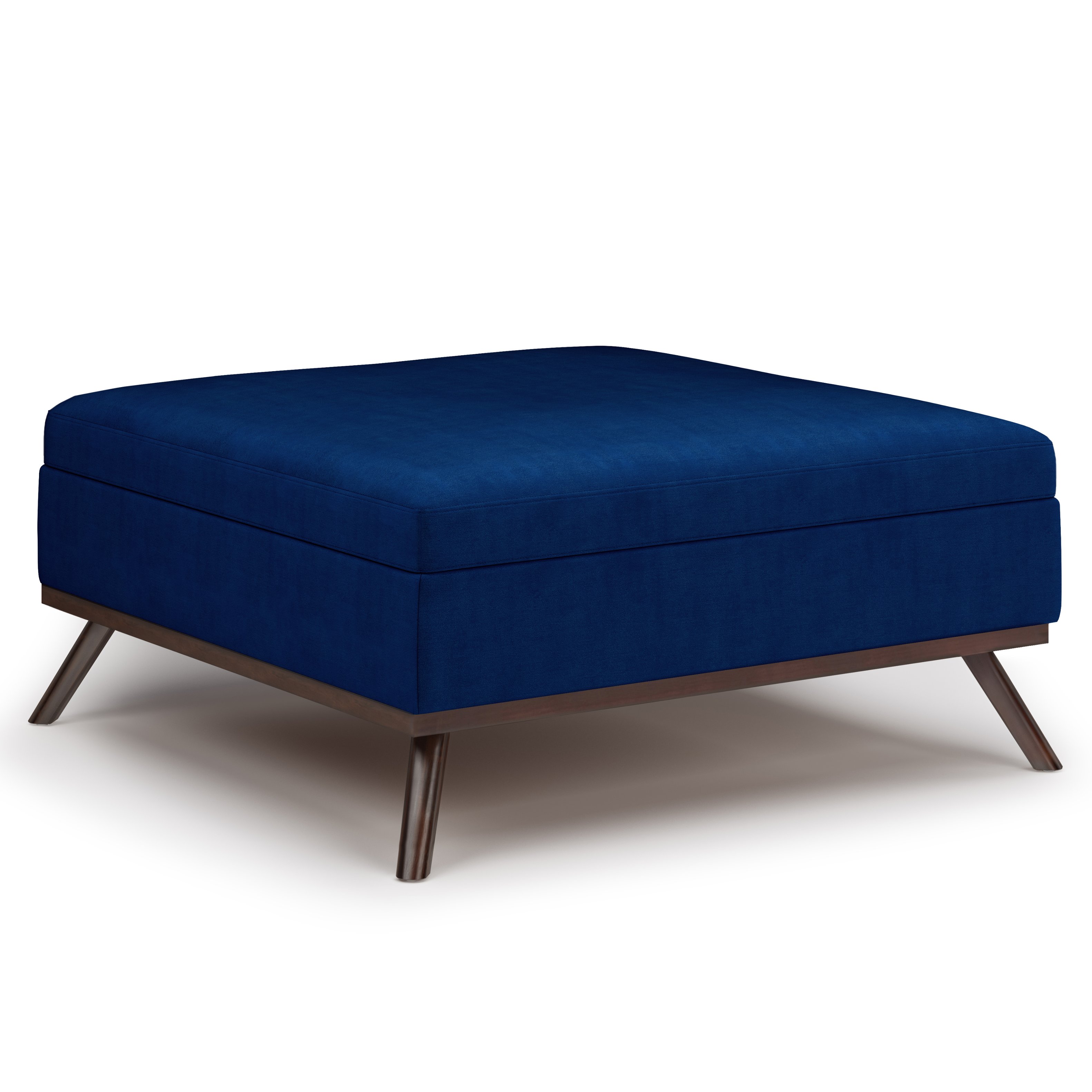 Front. Simpli Home - Owen Square Coffee Table Storage Ottoman - Blue.