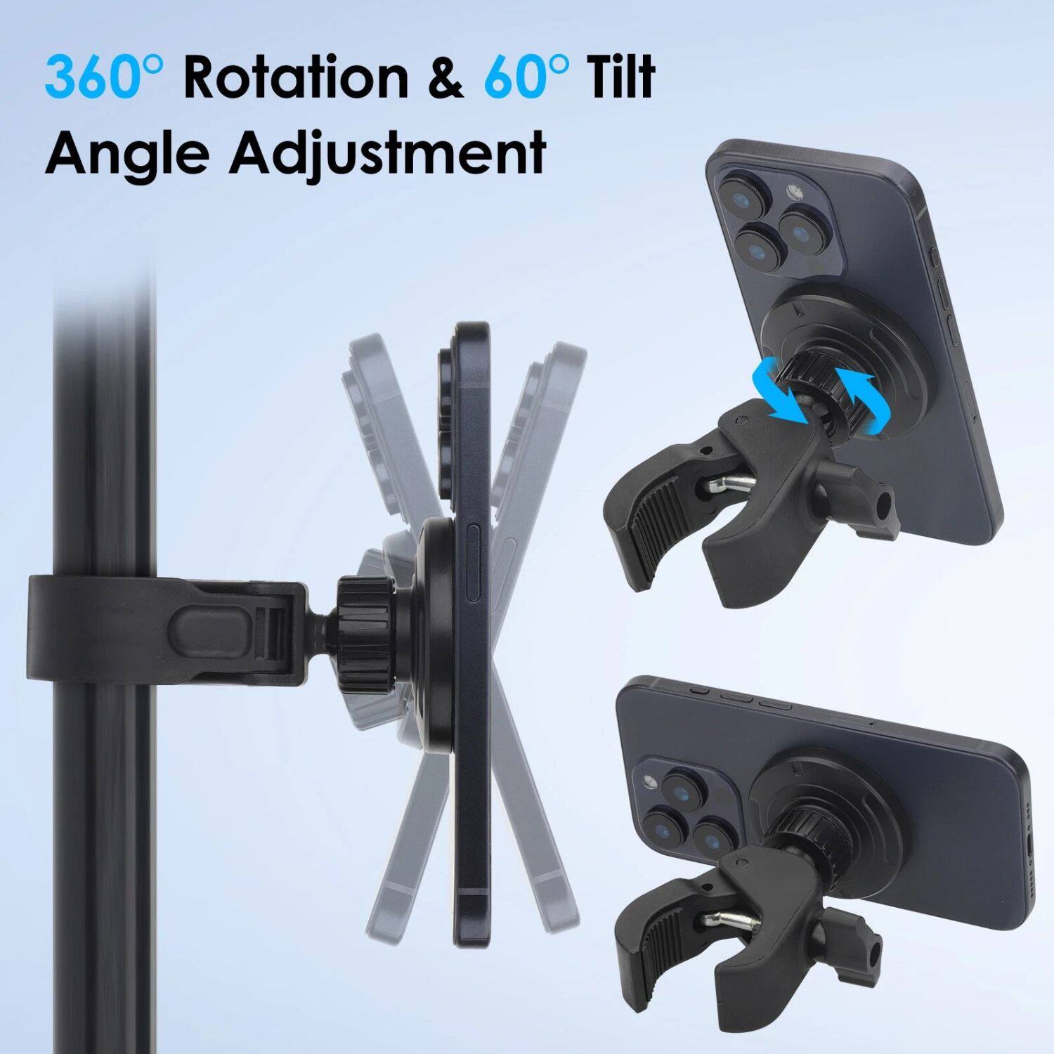 360° Rotation & 60° Tilt Angle Adjustment