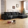 Whisen - 107" Modular Sectional Sofa with L-Shape Chaise, 3-Seat Plush Corduroy Couch for Living Room, No Assembly - Black