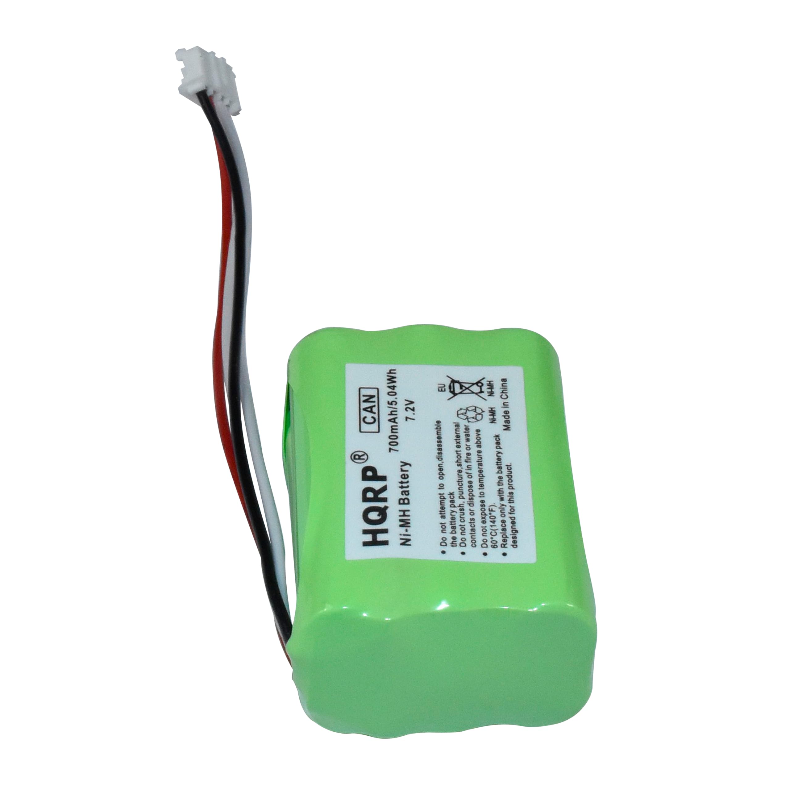 04Wh CAN 7.2V 7.700mAh/5 R Battery HQRP Ni-MH Made in China. External water BADOR pack. Open, disassemble, puncture, or expose to temperature. Do not attempt to dispose of this battery pack. Designed for use only with the product. Replace OC P 1.01110.09 .09.