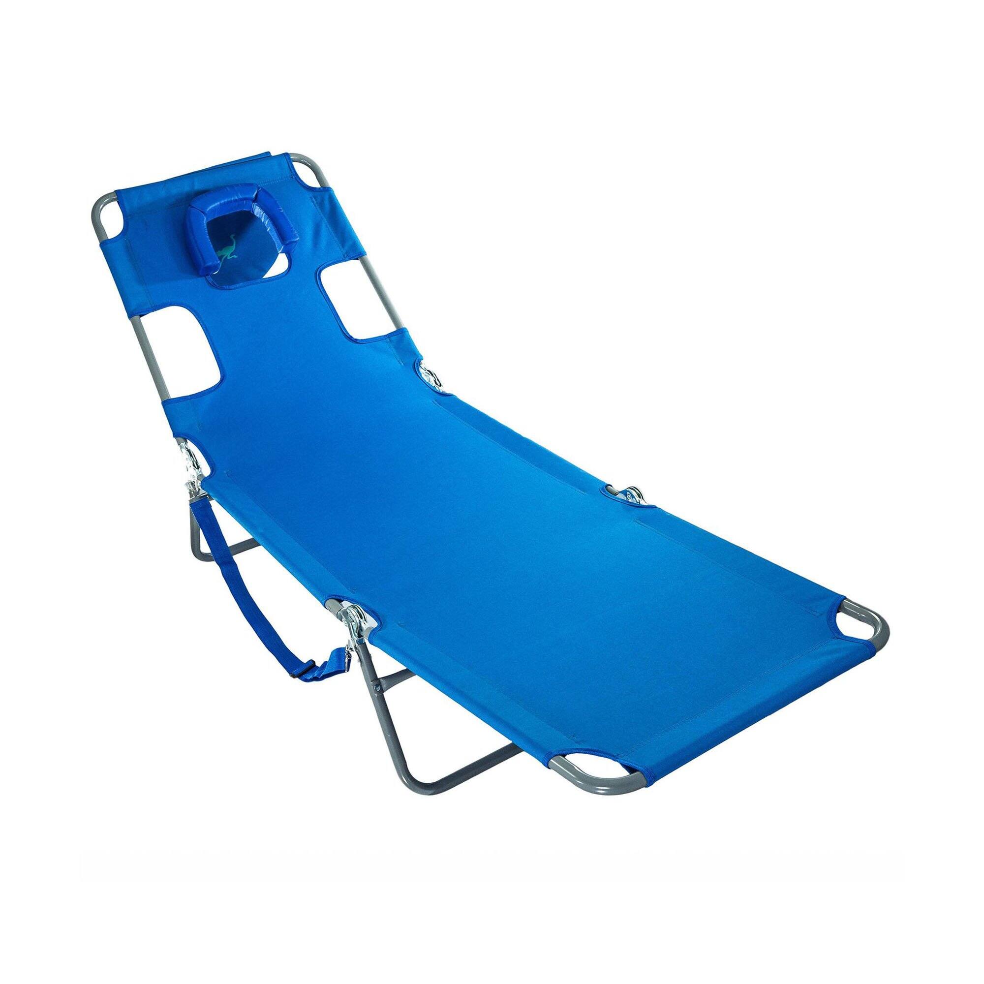 Alt View 6. Ostrich - Ostrich Chaise Lounge Folding Sunbathing Poolside and Beach Chair, Pink & Blue.
