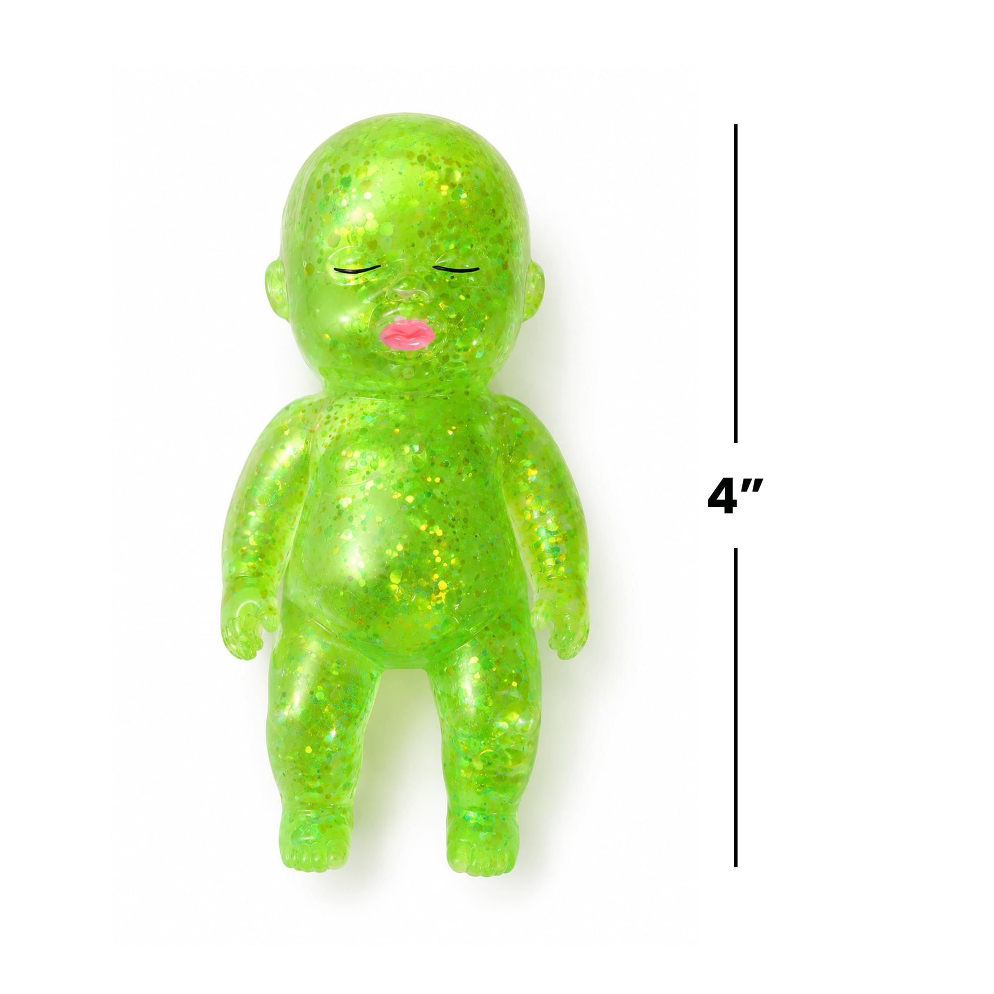 Alt View 1. Puka Creations - Squishy Glitter Baby 4-Inch Stress Reliever | Green - Green.