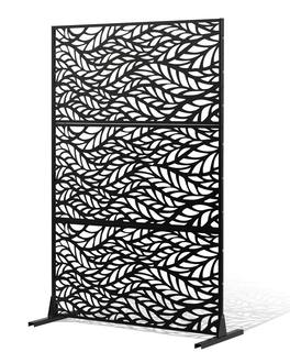 VEVOR - Metal Privacy Screen, 47" W x 72" H, Outdoor Privacy Screens & Panels, Freestanding Outdoor Divider with Stand - Black