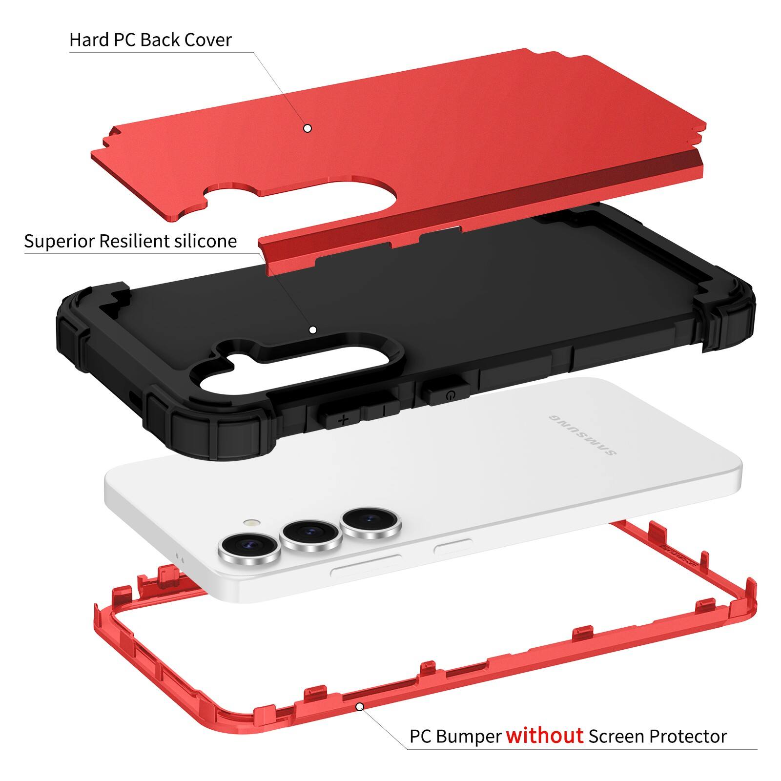 Hard PC Back Cover  
Superior Resilient Silicone  
SAMSUNG PC Bumper without Screen Protector