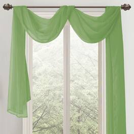 RT Designers Collection - Celine Sheer Curtain Scarf Valance - 55 x 216 Inches for Elegant Window Treatments - Sage