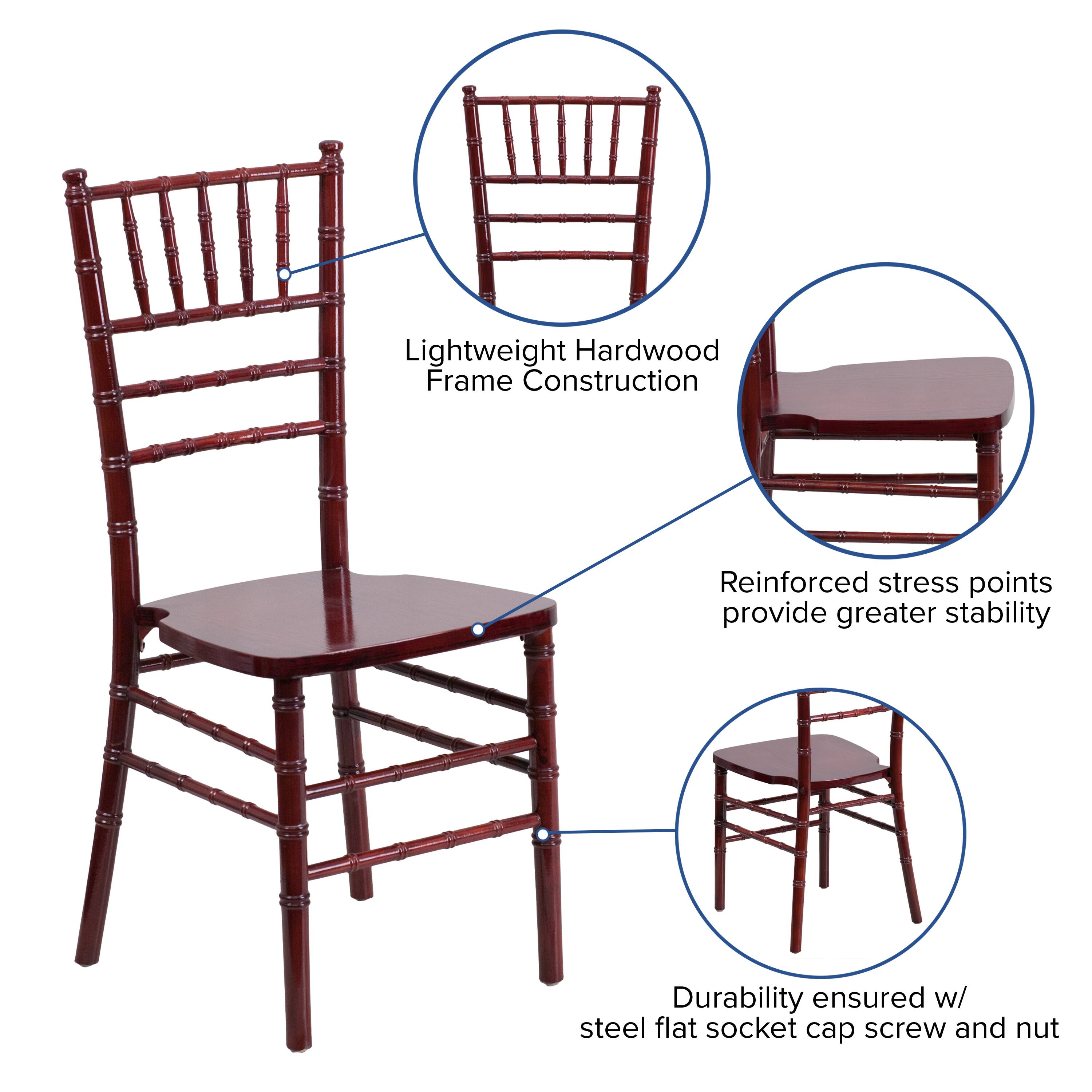 Lightweight Hardwood Frame Construction  
Reinforced stress points provide greater stability  
Durability ensured w/ steel flat socket cap screw and nut